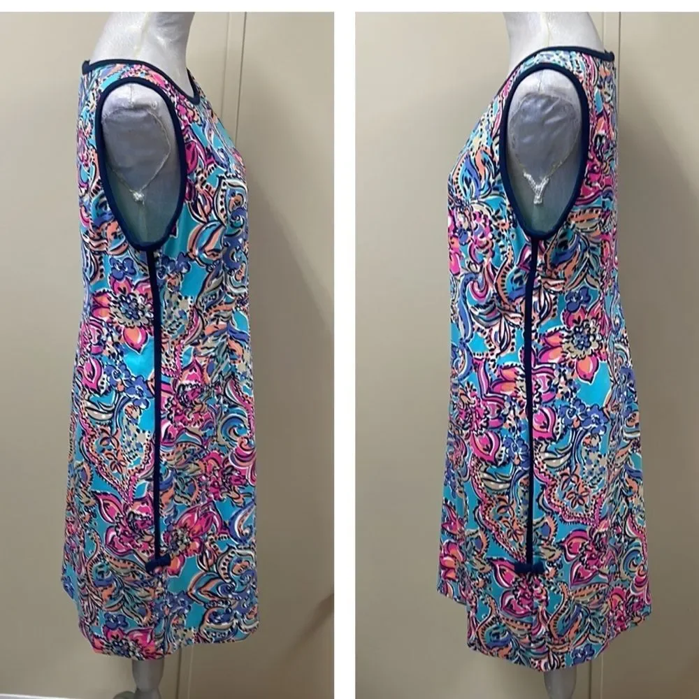 LILLY PULITZER Francesca Aqua Bait & Switch Sleeveless Sheath Dress Size XL